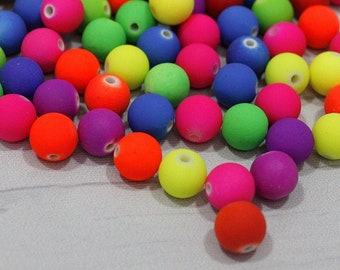 10mm bright colorful beads for jewelry making Neon matte round beads Kid bead for bracelet making Jewelry supplies Jewelry findings