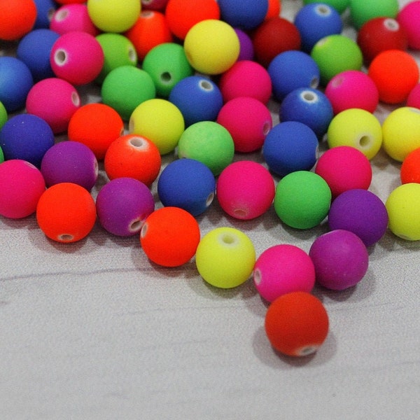 10mm bright colorful beads for jewelry making  Neon matte round beads Kid bead for bracelet making Jewelry supplies Jewelry findings