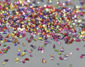 Rainbow Irregular crushed broken glass nail art Small glass chips glitter stone decoration uv resin epoxy fillings Jewelry making supplies