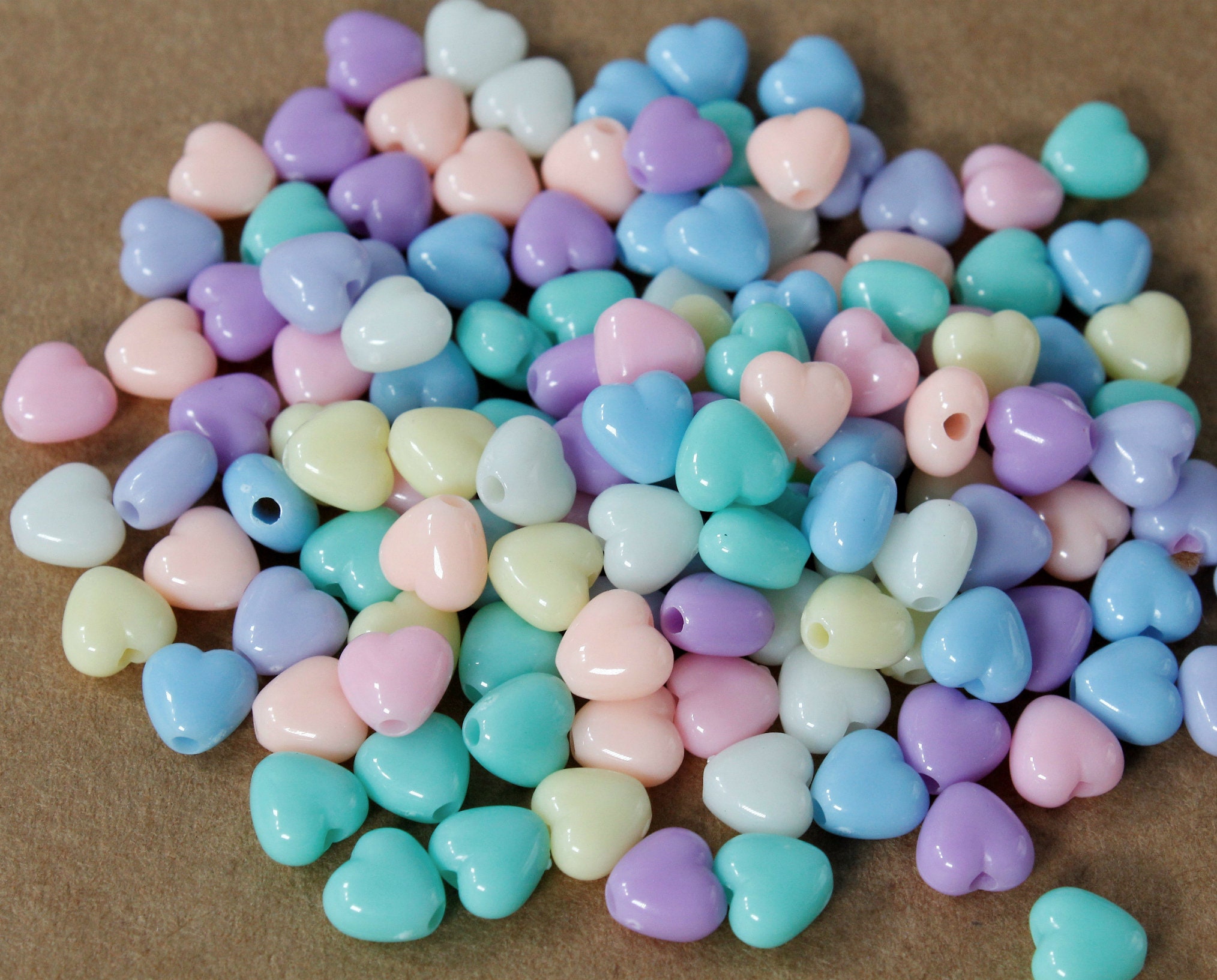 Acrylic heart-shaped colorful beads for jewelry making for kids jewel…