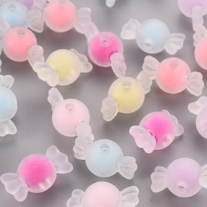 Colorful frosted pastel candy beads charm for jewelry making Acrylic beads candy kid  bead bracelet making Jewelry finding sweet treat bead