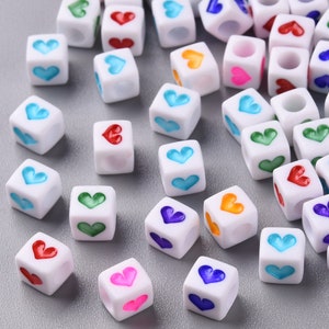 Acrylic heart square colorful beads for jewelry making for kids jewelry bracelets necklace spacer heart beads mixed candy color