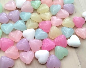 Colorful heart beads for jewelry making  Kids candy bubblegum beads bracelet making Spacer heart beads Jewelry supplies Jewelry finding