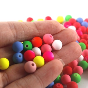 6mm Neon Acrylic Beads: Colorful Matte Round Beads for Jewelry Making