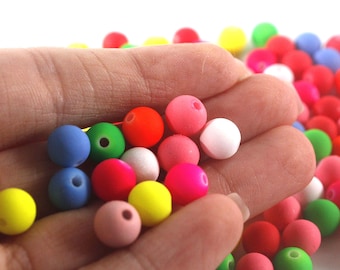 6mm Neon Acrylic Beads: Colorful Matte Round Beads for Jewelry Making