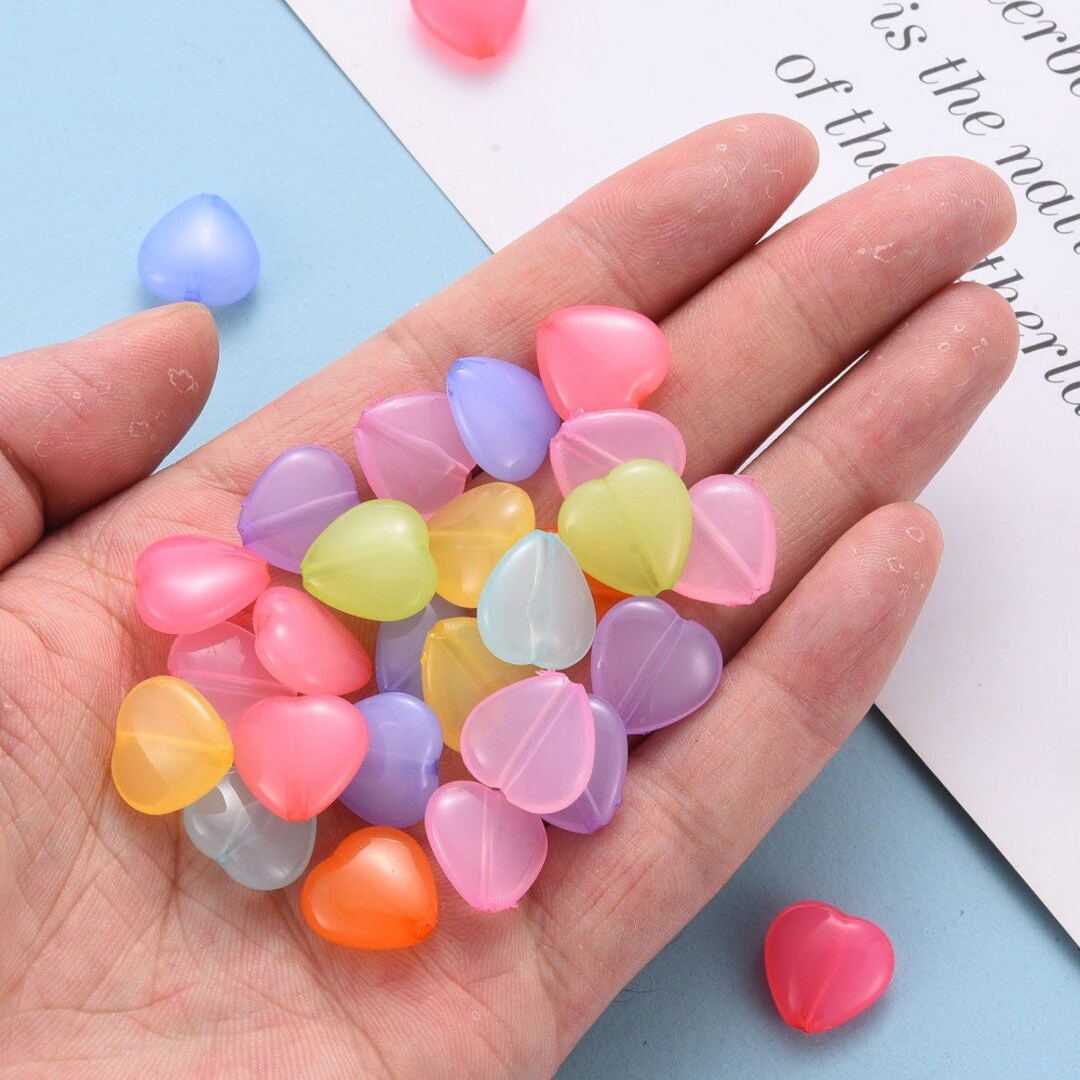 Colorful Heart Beads for Jewelry Making Kids Candy Bubblegum Etsy