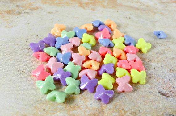 Butterfly Colorful Beads Charm for Jewelry Making Pastel Bubblegum Acrylic  Beads Candy 12mm Kids Beads for Bracelets Making Jewelry Finding 