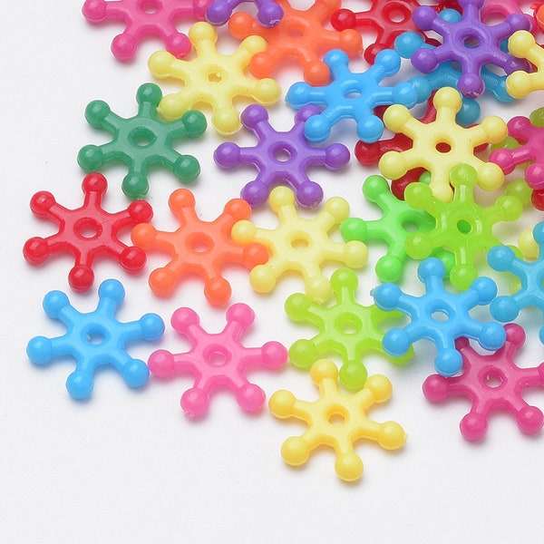 Colorful Snowflake flower Acrylic Beads For Jewelry Making Loose Spacer Beads Bracelet Necklace Charm Jewelry Finding