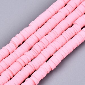 Pastel pink 6mm polymer clay heishi beads for jewelry bracelet making summer color bead candy color beads Flat round bubblegum bead kid bead