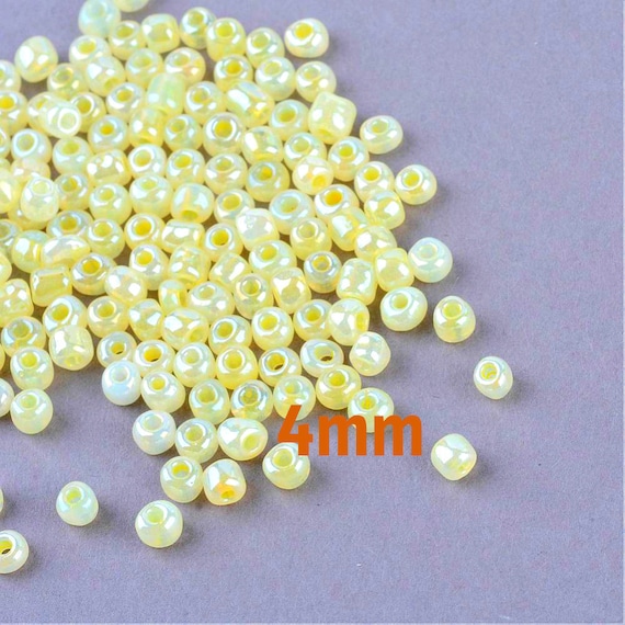 Glass seed beads for jewelry making Yellow 4mm 3mm beads Beading supplies  Bracelet making beads Pastel glass beads candy beads Macrame beads