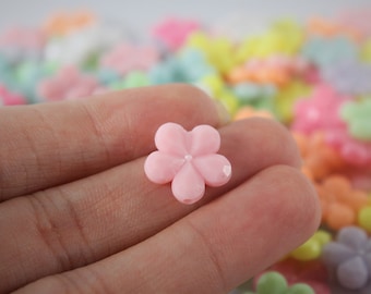 Colorful opaque flower beads for jewelry making Pastel bubblegum acrylic beads Candy 13mm Kids  beads for bracelets making Jewelry finding