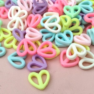 Colorful Heart Acrylic Beads: Pastel Jewelry Making Supplies