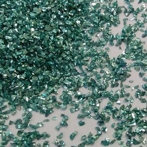 Small size, teal color with silver shine Irregular crushed broken glass chips stone decoration uv resin epoxy fillings Jewelry making