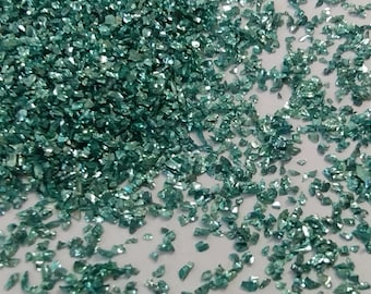 Teal Crushed Glass Chips: Irregular Stone Fillings for Resin Art