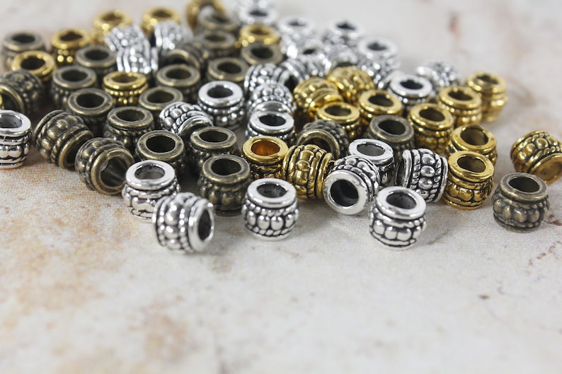 Antique silver bronze cooper Spacer barrel Metal Loose 3mm large hole Beads Supplies For DIY Jewelry Making bracelet making man jewelry bead