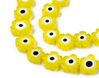 Yellow beads for jewelry making Glass floral beads kid jewelry bracelet making Jewelry supplies findings