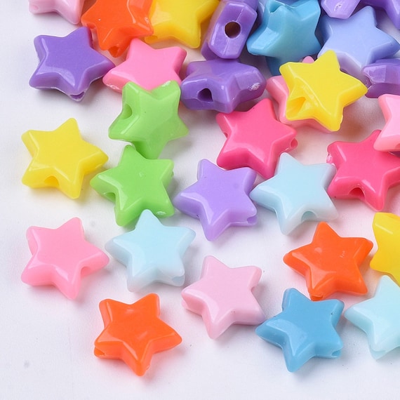 Plastic Star Beads for Jewelry Making Acrylic Colorful for Kids