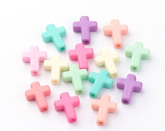 Acrylic cross colorful beads for jewelry making Pastel candy color spring beads kids jewelry Bubblegum beads Jewelry supplies findings