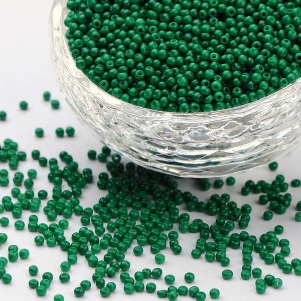 Green glass small little seed beads loose spacer beads 2mm 50g for jewelry making and crafts Beading macramé embroidery beads Jewelry beads