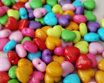 bright and cute colorful heart beads for jewelry making  Kid beads bracelet making Spacer heart beads Jewelry supplies Jewelry finding