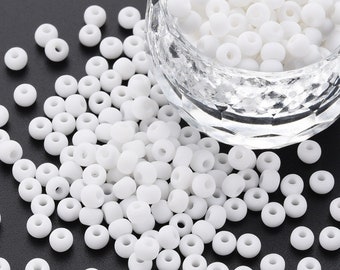 Matte snow white glass small little seed beads loose spacer beads 4mm for jewelry design jewelry making and other crafts beading