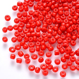 Red 12/0 6/0 glass seed beads for jewelry design, beading work, weaving macramé work