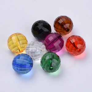 8mm transparent colorful beads for bracelet making Acrylic faceted round bead for jewelry making Craft bead sparkly bead kid bead