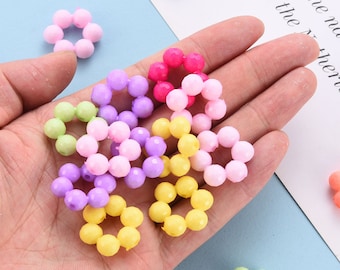 Colorful flower bead frame for jewelry making Bright floral bead Bubblegum bead Acrylic bead Candy kids bead Jewelry finding plastic beads