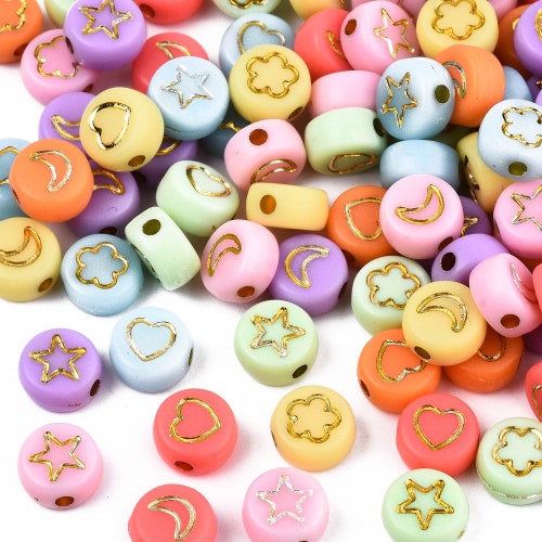 Colorful Acrylic Flower Beads for Jewelry Making Pastel Color Etsy