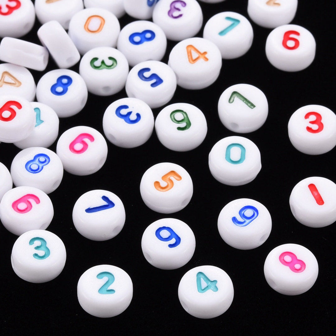 Colorful Number Beads for Personalized Name Jewelry Making Rainbow ...