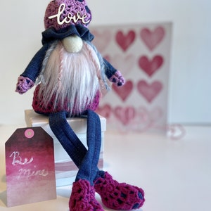 Valentine&#39;s Day Gnome, Handmade Love Gnome, Gift for Her, Boho Gnome, Valentine&#39;s Day Gift, Valentine Decor, Love Gnome