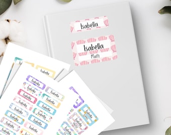Back To School Name and Subject Tags | Name Labels | Mermaid School Labels | Editable Template | Sea Mermaid Notebook Stickers | Canva