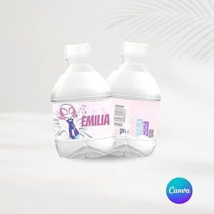 Spidey Girl Birthday Water Labels | Editable Template | Spidey Party Favor | Personalized Party | Spidey and His Amazing Friends Party
