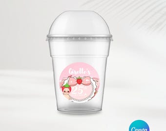 Sonny Angel Strawberry Round Labels | Editable Template | Sonny Angel Party | 2x2 Labels | Party Favors | Personalized Party | Canva