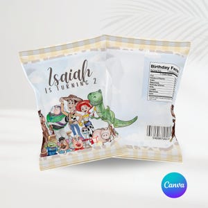 Toy Story Party Chip Bags | Editable Templates | Toy Story Party Favors | Personalized Party | Canva | Kids Birthday