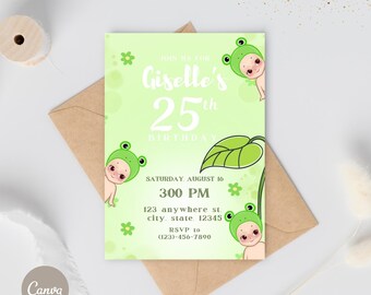 Sonny Angel Party Invitation | Editable Template | Sonny Angel E-Invite | Sonny Angel Animal Series | Sonny Frog Personalized Party | Canva
