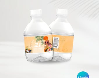Tropicoqueta Party Water Labels | Editable Template | Karol G Party Favors | Personalized Party | Canva