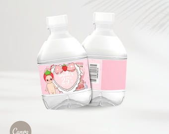 Sonny Angel Strawberry Water Labels | Editable Template | Sonny Angel Party | Personalized Party | Fruit Series | Canva