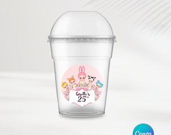 Sonny Angel Round Labels | Editable Template | Sonny Angel Party | 2x2 Labels | Party Favors | Personalized Party | Canva