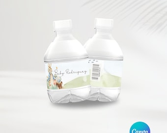 Peter Kaninen Vattenetiketter | Redigerbar mall | Peter Kaninen Presenter | Babyshower | Personlig Fest | Canva