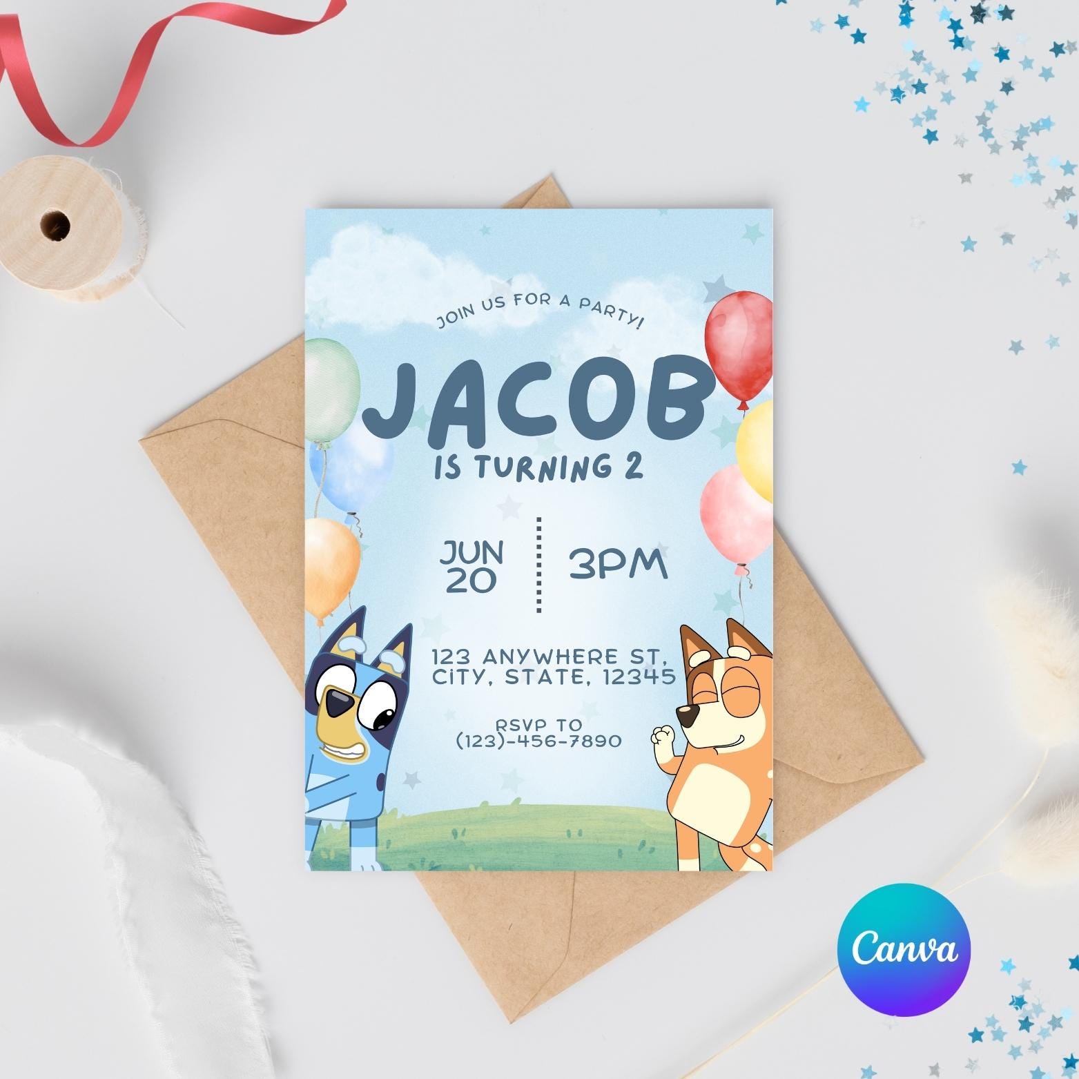 Quick Edit Bluey Party Invite