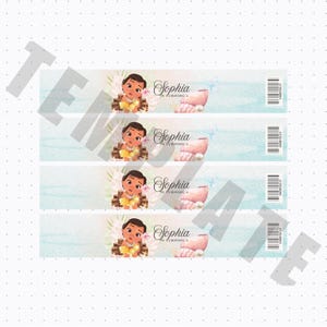 Baby Vaiana-festpaket | Redigerbara mallar | Vaiana-chipspåsar | Vaiana-vattenetiketter | Vaiana-inbjudan | Personligt kalas | Festgåvor bild 4