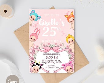 Sonny Angel Party Invitation | Editable Template | Sonny Angel E-Invite | Personalized Party | Canva