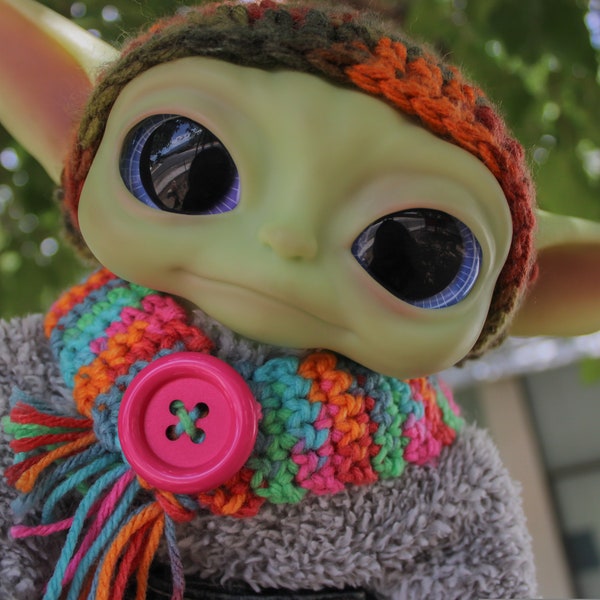 Crochet scarf | doll clothes | baby yoda | handmade accessories | reborn clothes | baby grogu | grogu doll