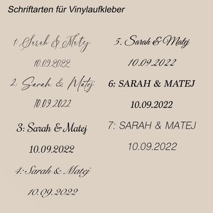 Personalisierte Vinyl Aufkleber Initialen, personalisierte Sticker Buchstaben mit Datum Bild 4