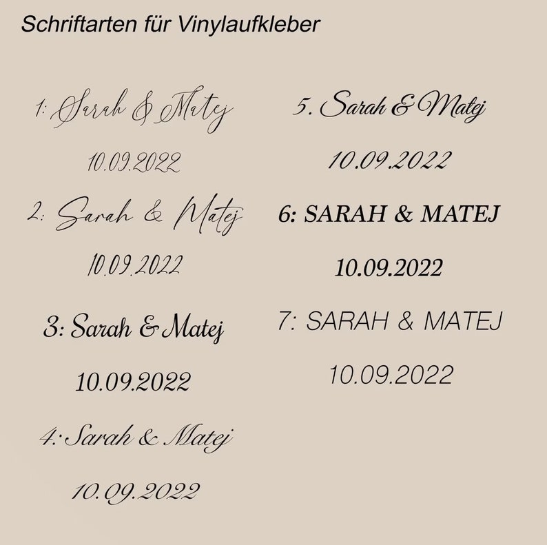 Personalisierte Vinyl Aufkleber Initialen, personalisierte Sticker Buchstaben mit Datum Bild 4