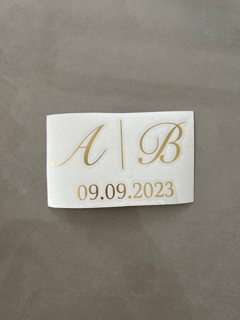Personalisierte Vinyl Aufkleber Initialen, personalisierte Sticker Buchstaben mit Datum Bild 3