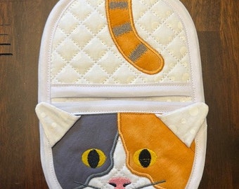 Calico Cat Finger Oven Mitt, Trivet, Hot Pad, Oven Mitt, Gift