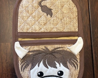 Highland Cow Finger Oven Mitt, Trivet, Hot Pad, Oven Mitt, Gift (b)