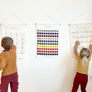 Tapiz de números del 1 al 100 - Tabla de colores - Arte de tapiz educativo - Póster de números